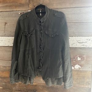 Free People Button Up green blazer, size M
